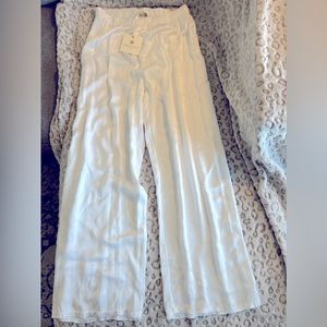 NWT White Silky Wide Leg Pants